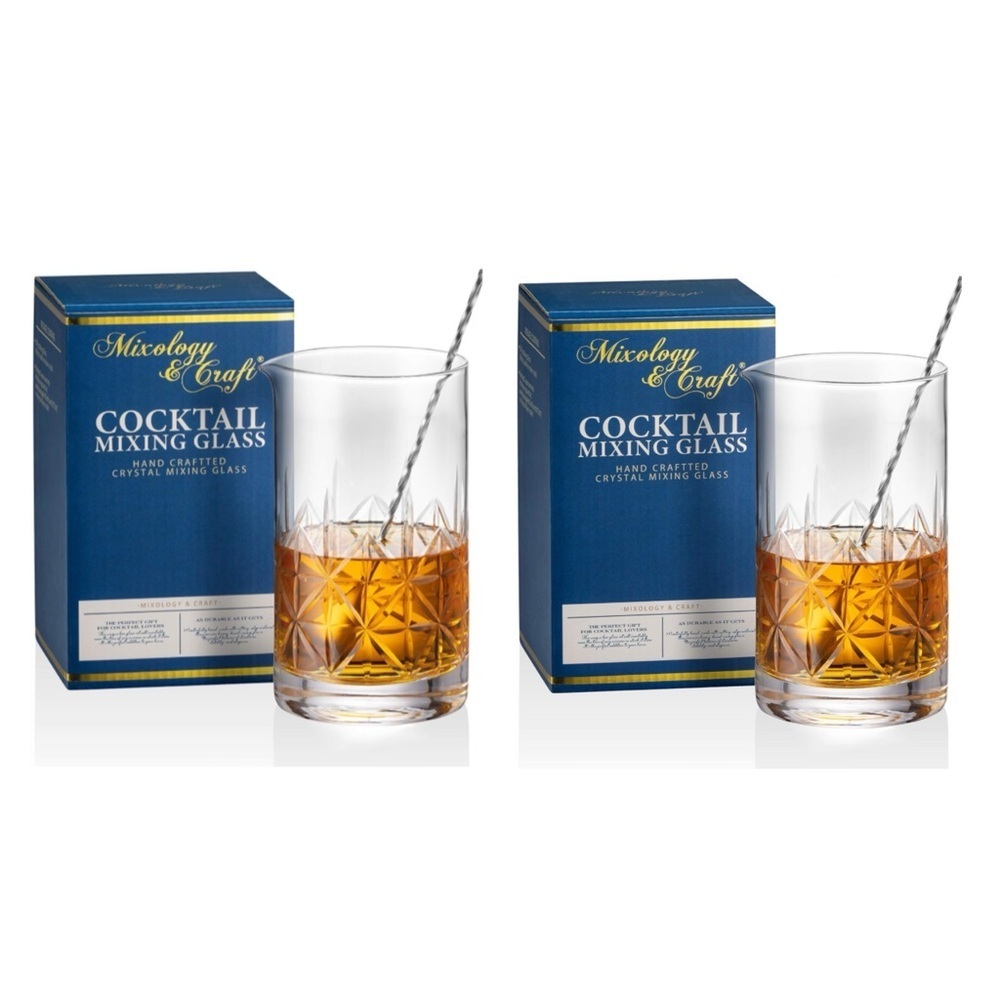 NIB Mixology & Craft Crystal Cocktail Mixing Glasses (2pk)